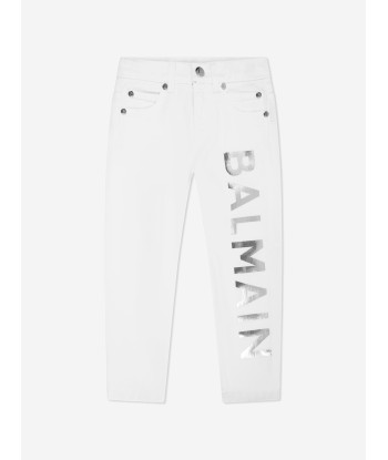 Balmain Boys Logo Jeans in White prix