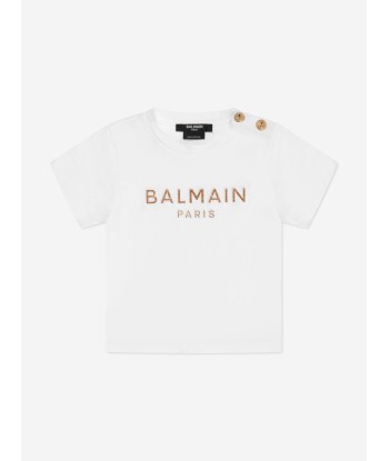 Balmain Baby Girls Logo Print T-Shirt in White s'inspire de l'anatomie humaine