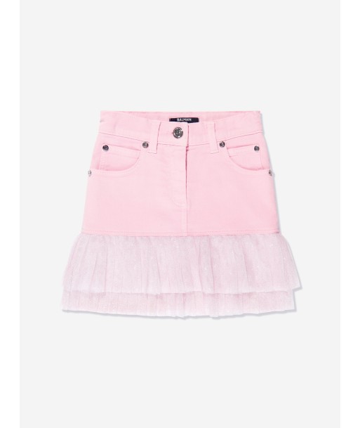 Balmain Girls Pleated Hem Skirt in Pink est présent 