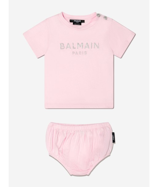 Balmain Baby Girls Logo Print T-Shirt in Pink Voir les baskets