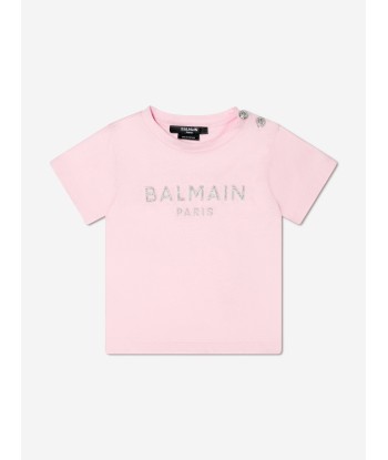 Balmain Baby Girls Logo Print T-Shirt in Pink Voir les baskets