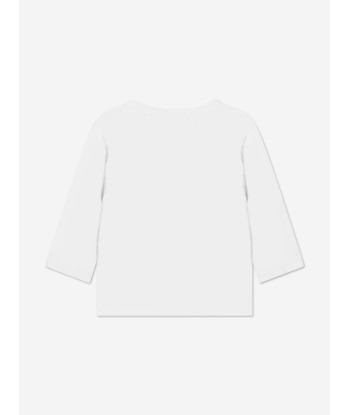 Balmain Baby Girls Long Sleeve Logo T-Shirt in White en linge