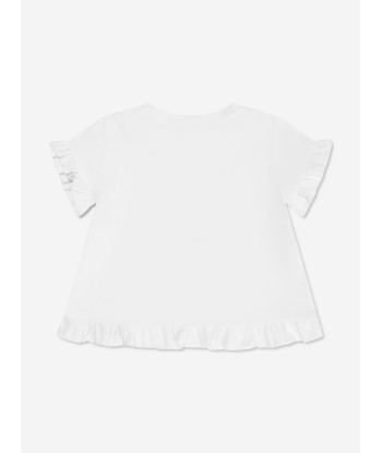 Balmain Baby Girls Logo Ruffle T-Shirt in White acheter en ligne