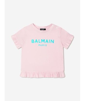 Balmain Baby Girls Logo Ruffle T-Shirt in Pink Le MVP de beaucoup