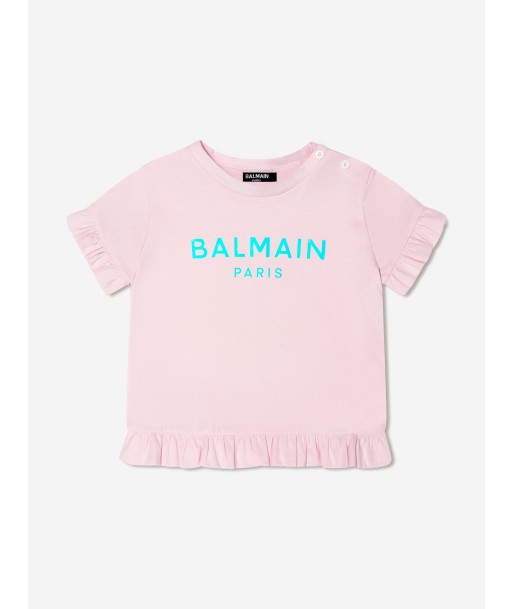 Balmain Baby Girls Logo Ruffle T-Shirt in Pink Le MVP de beaucoup