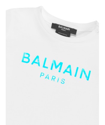 Balmain Baby Girls Logo Ruffle T-Shirt in White acheter en ligne