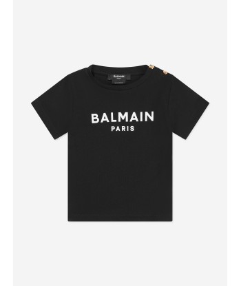 Balmain Baby Boys Logo T-Shirt in Black de France