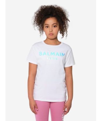 Balmain Girls Logo T-Shirt in White de la marque