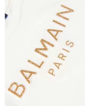 Balmain Girls Logo T-Shirt in Ivory livraison et retour toujours gratuits