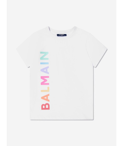 Balmain Kids Logo T-Shirt in White paiement sécurisé