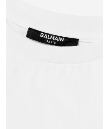 Balmain Kids Logo T-Shirt in White paiement sécurisé