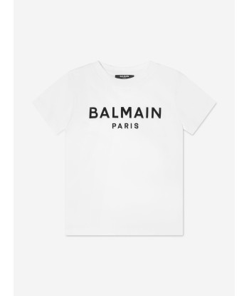 Balmain Boys Logo T-Shirt in White chez Cornerstreet bien 