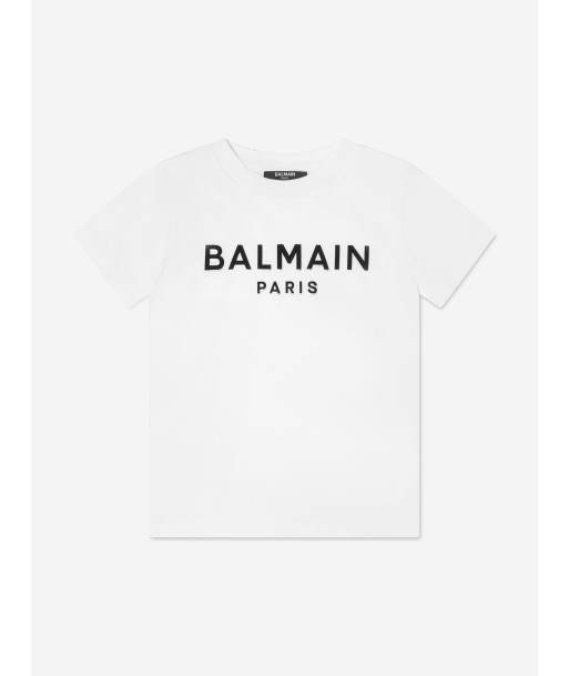 Balmain Boys Logo T-Shirt in White chez Cornerstreet bien 