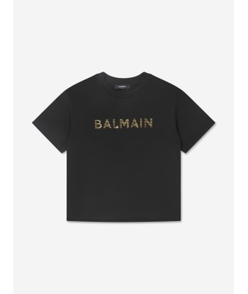 Balmain Kids Logo T-Shirt in Black Comment ça marche