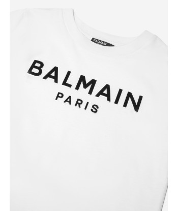 Balmain Boys Logo T-Shirt in White chez Cornerstreet bien 