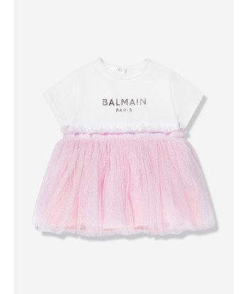 Balmain Baby Girls Bodysuit Dress in White 50-70% off 