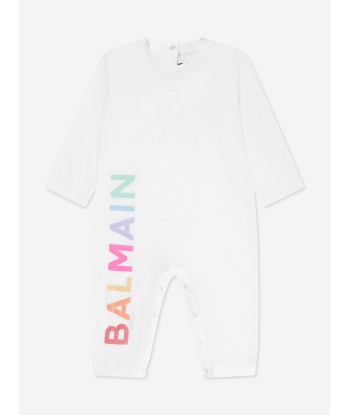 Balmain Baby Logo Romper in White Comment ça marche