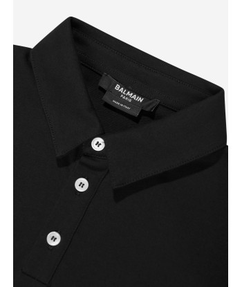 Balmain Boys Logo Tape Polo Shirt in Black vente chaude votre 