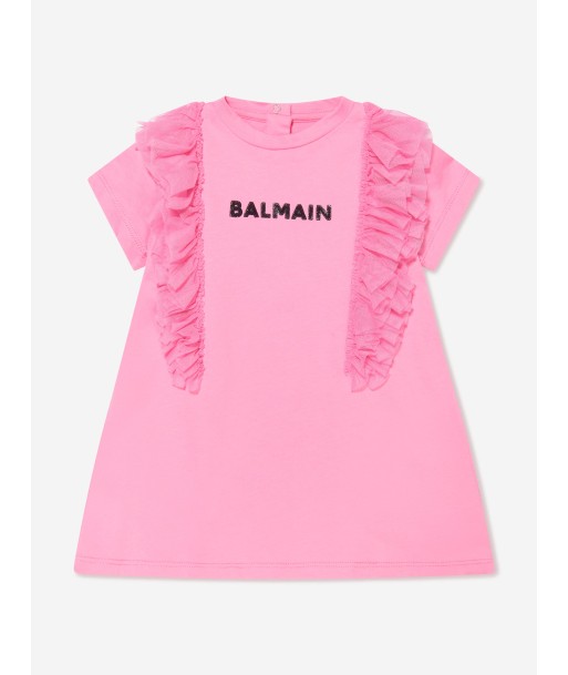 Balmain Baby Girls Ruffle Jersey Dress in Pink la livraison gratuite