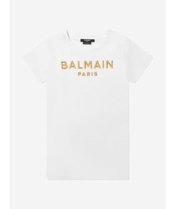 Balmain Girls Logo Jersey Dress in White Voir les baskets