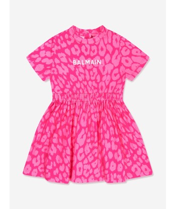 Balmain Baby Girls Leopard Print Jersey Dress in Pink Dans la société mordern