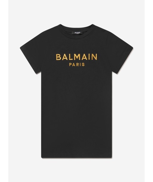 Balmain Girls Logo Jersey Dress in Black Livraison rapide