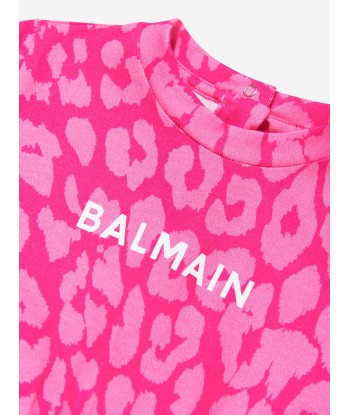 Balmain Baby Girls Leopard Print Jersey Dress in Pink Dans la société mordern