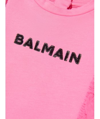 Balmain Baby Girls Ruffle Jersey Dress in Pink la livraison gratuite