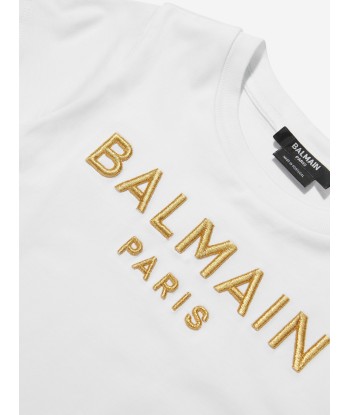 Balmain Girls Logo Jersey Dress in White Voir les baskets