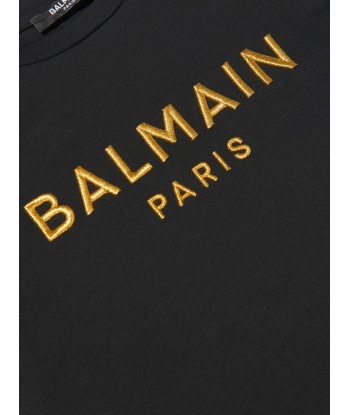 Balmain Girls Logo Jersey Dress in Black Livraison rapide