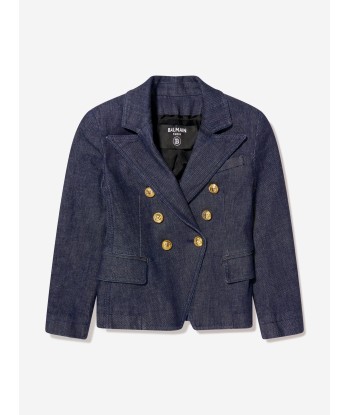 Balmain Girls Double Breasted Blazer in Blue les muscles