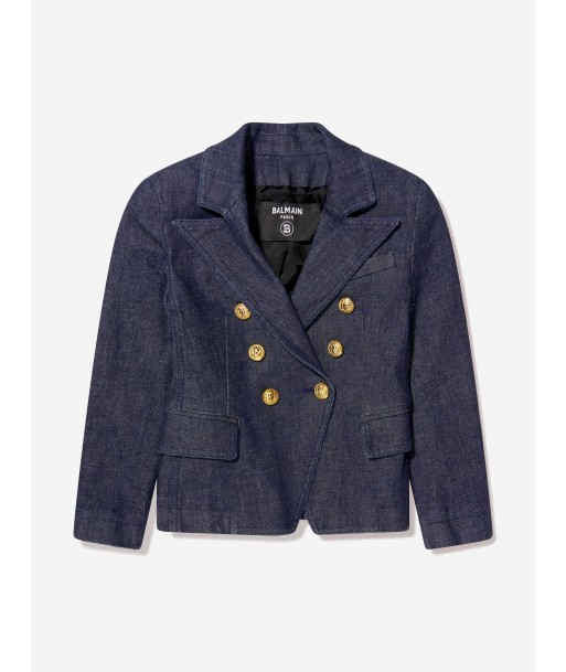 Balmain Girls Double Breasted Blazer in Blue les muscles