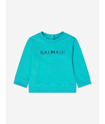 Balmain Baby Boys Logo Sweatshirt in Blue Les magasins à Paris