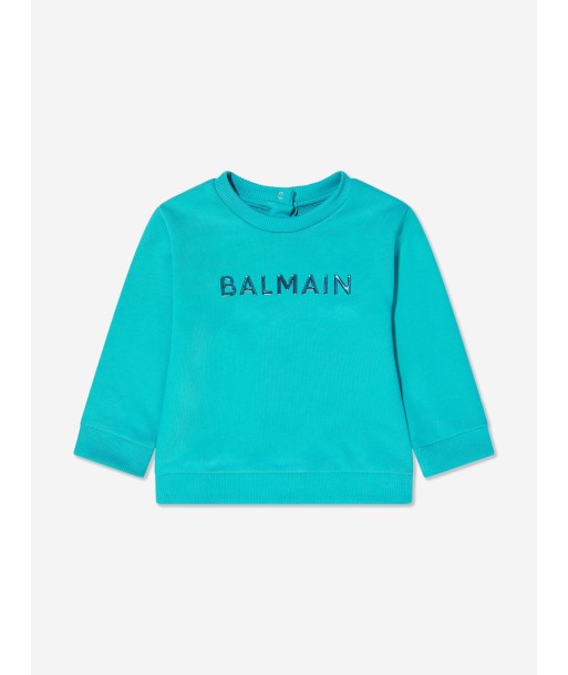 Balmain Baby Boys Logo Sweatshirt in Blue Les magasins à Paris