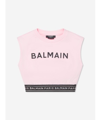 Balmain Girls Sleeveless Sweatshirt in Pink chez Cornerstreet bien 