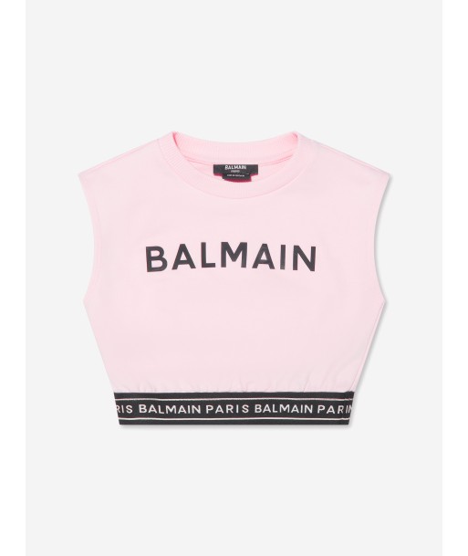 Balmain Girls Sleeveless Sweatshirt in Pink chez Cornerstreet bien 