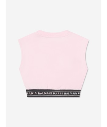 Balmain Girls Sleeveless Sweatshirt in Pink chez Cornerstreet bien 