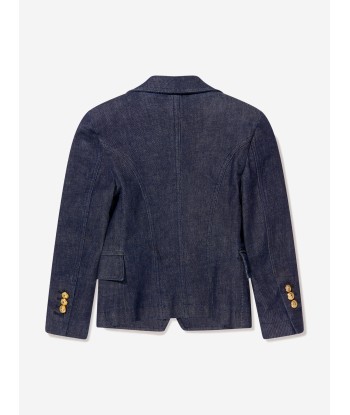 Balmain Girls Double Breasted Blazer in Blue les muscles