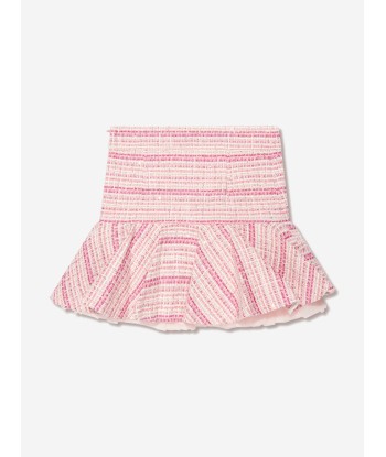 Balmain Girls Tweed Logo Skirt in Pink ouvre sa boutique