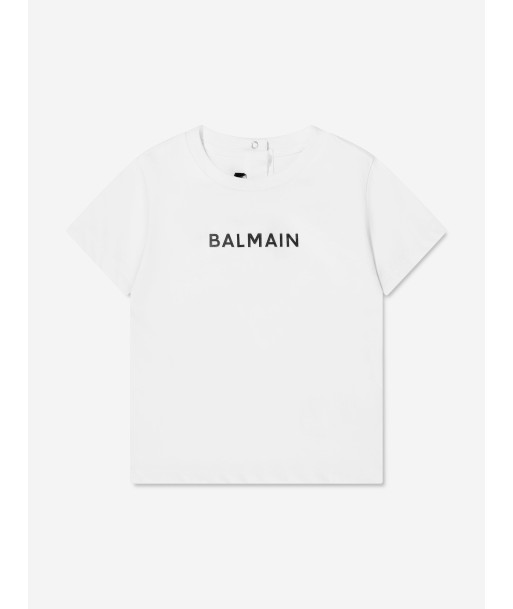 Balmain Baby Logo T-Shirt in White l'évolution des habitudes 