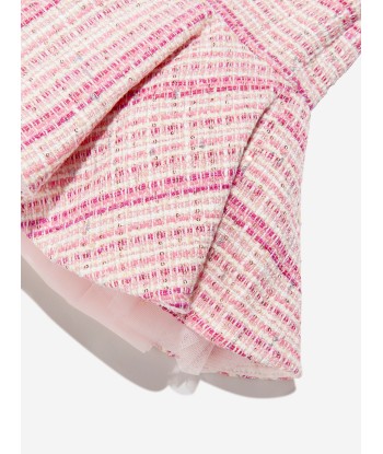 Balmain Girls Tweed Logo Skirt in Pink ouvre sa boutique