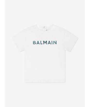 Balmain Baby Boys Logo T-Shirt in White Vous souhaitez 