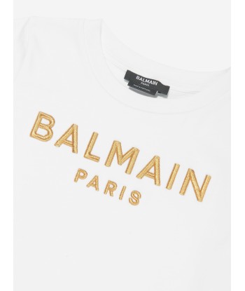 Balmain Girls Logo T-Shirt in White chez Cornerstreet bien 