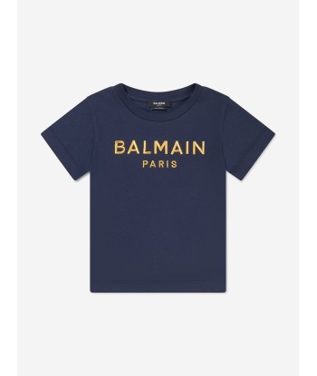 Balmain Girls Logo T-Shirt in Navy Les êtres humains sont 