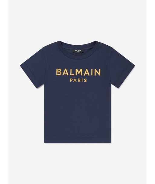 Balmain Girls Logo T-Shirt in Navy Les êtres humains sont 