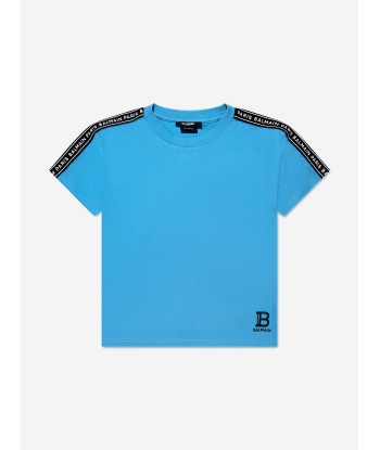 Balmain Boys Logo T-Shirt in Blue Toutes les collections ici