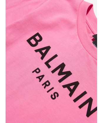 Balmain Girls Logo T-Shirt in Pink online