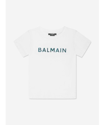 Balmain Boys Logo T-Shirt in White de la marque