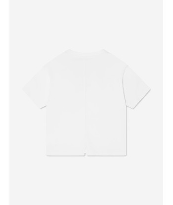 Balmain Boys Logo Print T-Shirt in White livraison gratuite