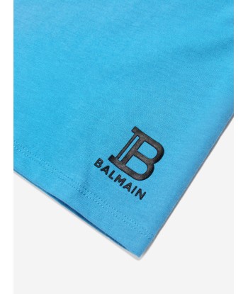 Balmain Boys Logo T-Shirt in Blue Toutes les collections ici